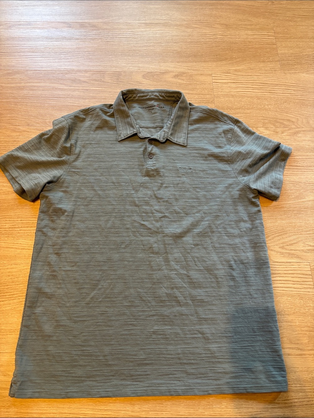 John Varvatos Men’s L 100% Cotton Lightweight Star Polo Casual Gray